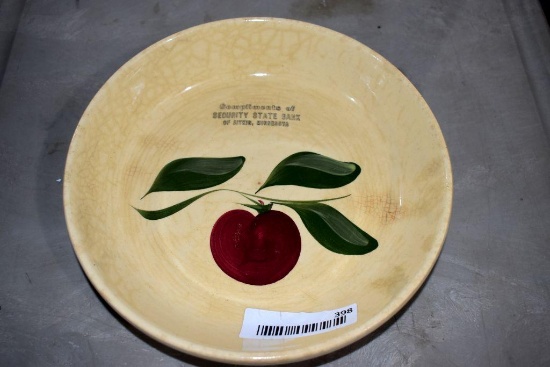 Watt Apple Pie Plate #33 From Security State Bank of Atkin MN