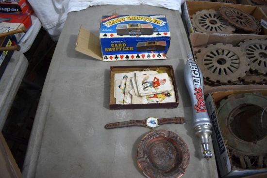 Card Shuffler, Coors Tap , Kellogg Wrist Watch