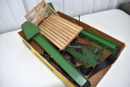 John Deere Elevators, Loader, and Wooden Flat Rack