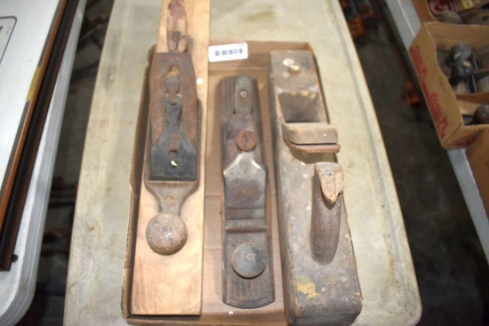 (2) Wood Block Wood Planes and One Metal Wood Plane