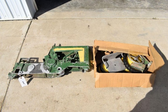 John Deere Pedal Tractor, unassembled, has had some repair work, missing some parts