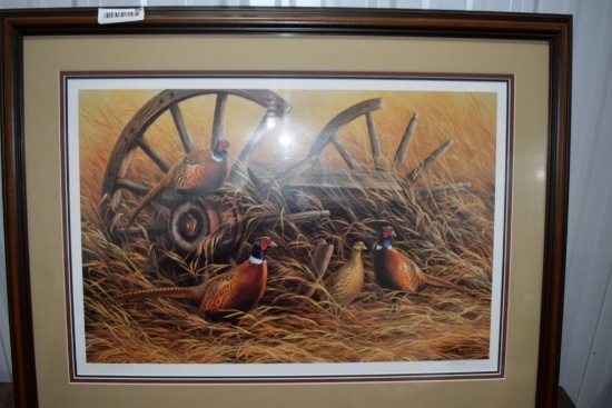 Rustic Retreat Pheasants by Rosemary Millette Framed Print, Signed 745 of 2663