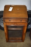 Mahogany drop down writing desk with glass door cabinet, believed to have come out of ship or