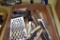 Assorted kitchen utensils and knives, 2 boxes