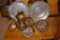 Assorted Metal serving pieces and d?cor