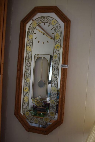 Glass mirrored wall hanging clock