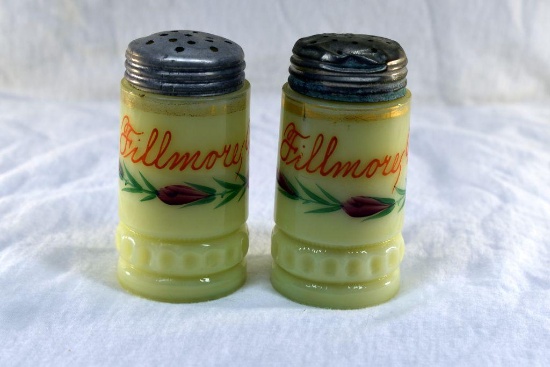 Custard glass salt and pepper from Filmore Wis