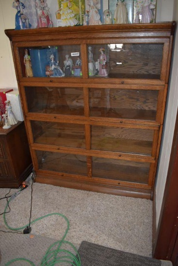 Oak double wide 4 stack, stacking lawyers bookcase