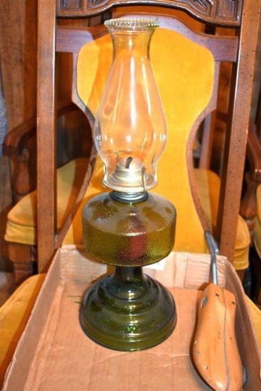 Betty Crocker iron box, kerosene lamps and shoe stretcher