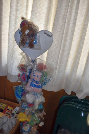 Assorted plush toys with stand, most from Avon