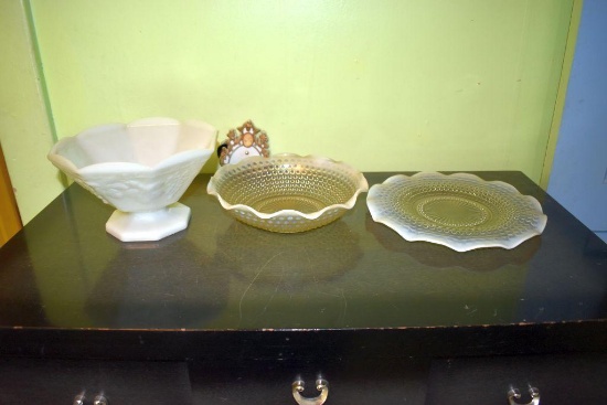 Hobnail and Opalescent glassware