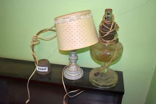 Pair of Lamps and Kerosene lamp has been electrified