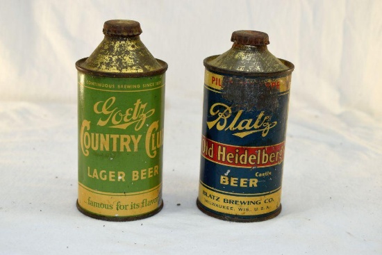 Goetz & Blatz cone top beer cans