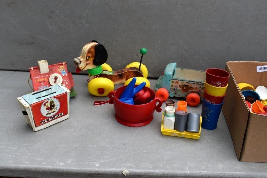 Tin & plastic toaster, Fisher Price toys