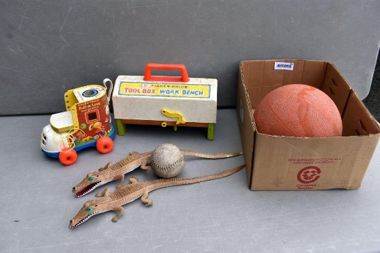 Fisher Price toys, baseball and basketball
