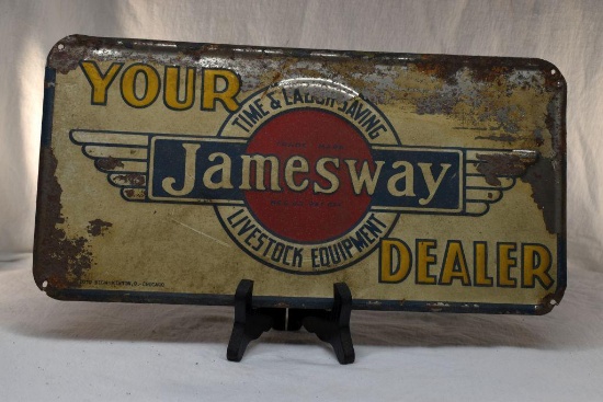 Tin Jamesway Dealer sign 15" x 8", single sided