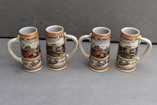 4 Stroh's Steins beer mugs