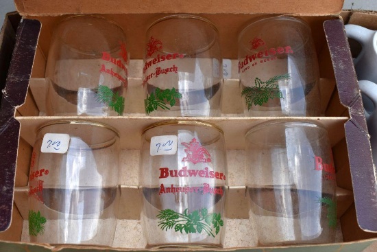 Beer pitcher and mug and Budweiser glass set