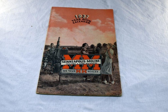 1937 Minneapolis Moline year book calendar, front & rear cover, good litho