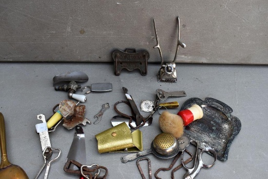 Assortment of Razors, bottle openers, key fobs, shoe horns