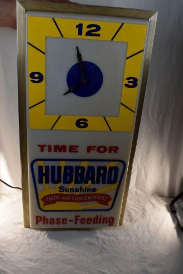 Hubbard Sunshine electric clock, lights up, 26" x 13"