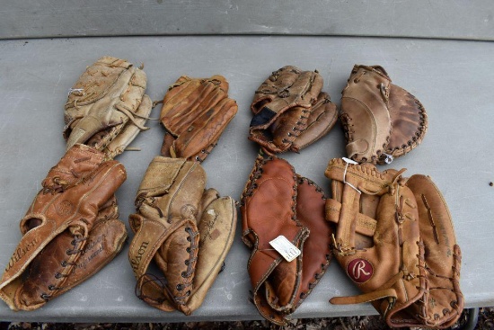 Assortment of vintage baseball gloves