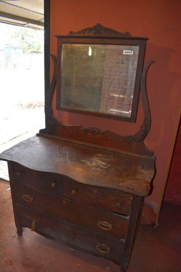Oak Dresser with Mirror, needs repair