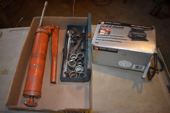 Sander, Grease Gun, and tools