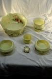 Custard glass Douglas KA, Young America MN, Hecla SD advertising pieces all has some damage