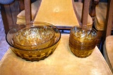 Yellow press glass serving bowls