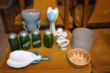 Red Wing Pottery Vase, Butter Tub, shakers