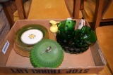 Homer Laughlin Plates and assorted glassware