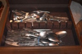 Assortment of flatware with case