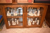Oak Glass Front Two Shelf Curio Cabinet, mirror back, two door, no contents