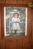 Girl in Garden Framed Print