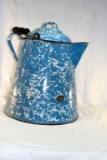 Blue swirl enamel coffee pot