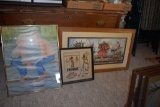 Two boxes of assorted framed prints