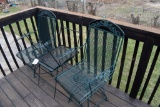 2 Metal lawn chairs and 2 metal table
