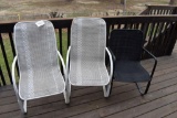 3 Metal patio chairs with mesh bottoms