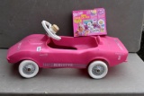 Chev Corvette plastic pedal car with Barbie magic color changing party set