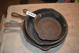 3 Cast iron pans, 2 marked Griswold