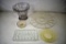 Press glass vase, serving tray and other assorted dishes