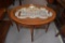 Oval glass top table