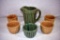 Stoneware pitcher and 5 bowls