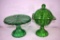 Green depression cake compote, bowl with cover