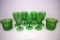 7 Green depression goblets and 2 spooners