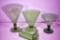 Green depression fan vases