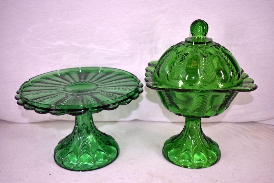 Green depression cake compote, bowl with cover