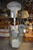 2 wicker flower baskets and plastic display case