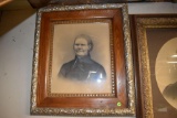 Victorian oak picture frame and black and white photo
